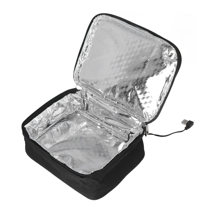 Draagbare Oven Tas 5V 2A USB Interface Auto Thermische Isolatie Oxford Stof Waterdicht Voedsel Opwarmen black