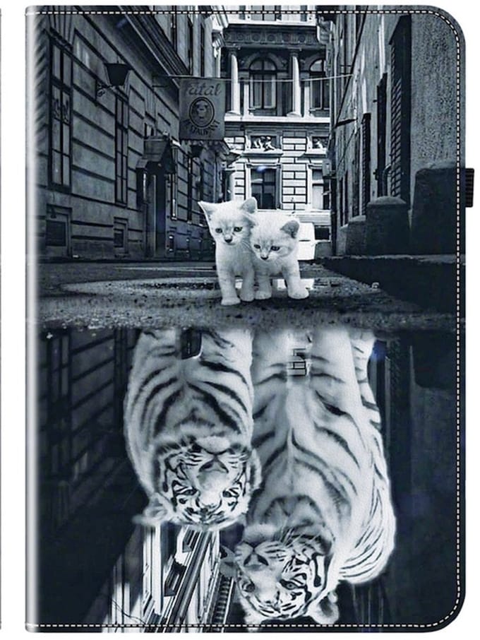 Luxe Bescherm-Etui Hoes Map geschikt voor Samsung Galaxy Tab A11 PLUS - A9 PLUS - 11" - Kitten - Tijger