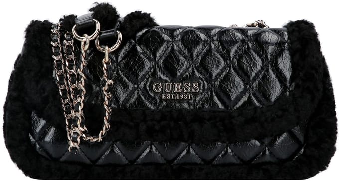 GUESS schoudertas Cristi Convertible Crossbody Flap Bag Black zwart