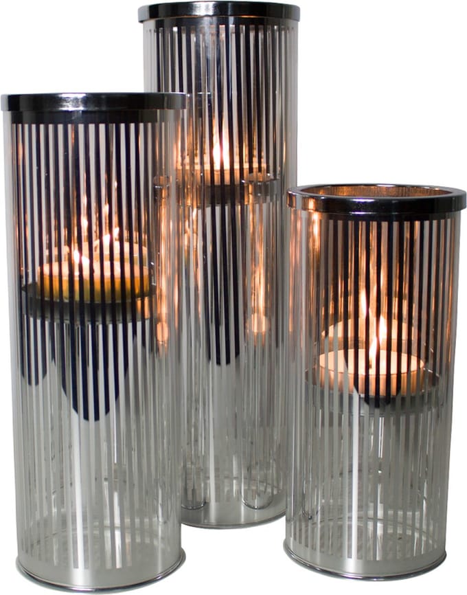 *windlicht cilinder zilver streep large 35cm*