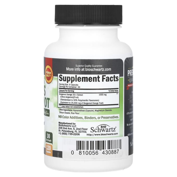 Hooggeconcentreerde citrus bergamot, 1.000 mg, 120 capsules (250 mg)