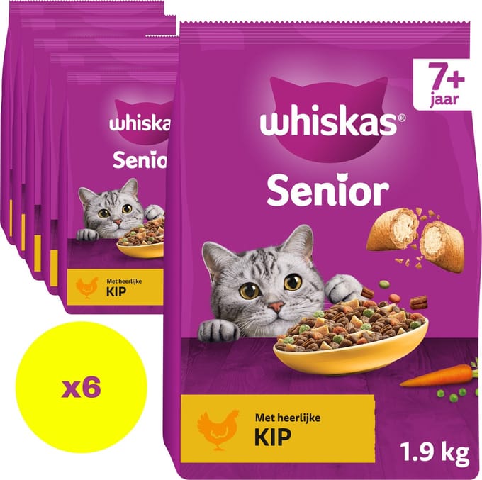 Whiskas 7+ Kattenbrokken - Kip - Zak 6 x 1.9kg