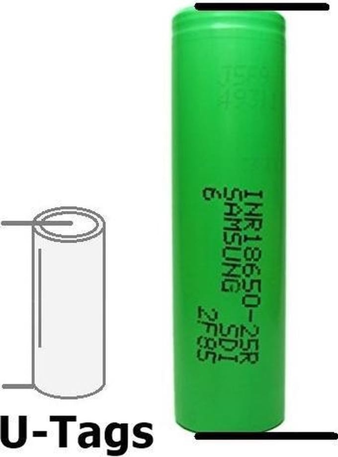 1 Stuk U-Soldeerlippen Samsung INR18650-25R 20A