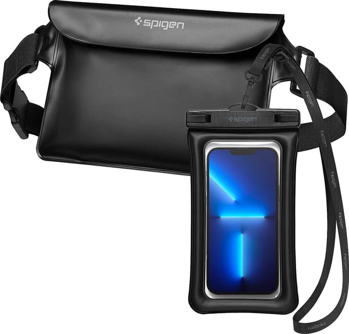 Spigen Aqua Shield WaterProof Floating Case + WaterProof Waist Bag A621 Set - black
