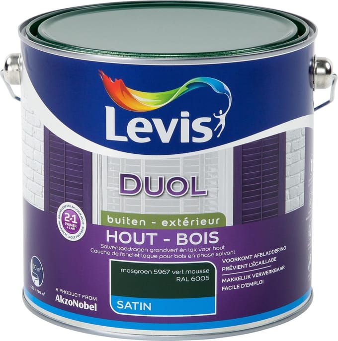 Levis - Duol Hout Buiten Satin - Mosgroen - 2,5 L