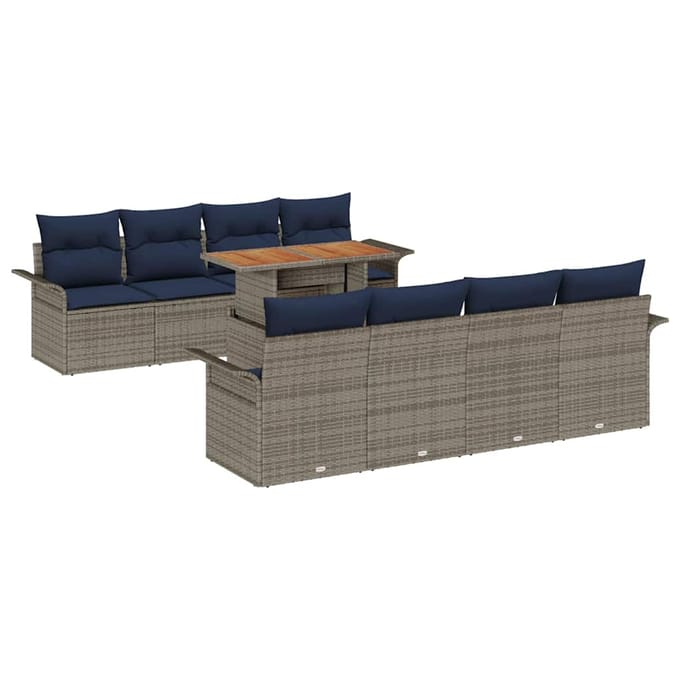 vidaXL Tuin Sofa Set 9 st Grijs Poly riet
