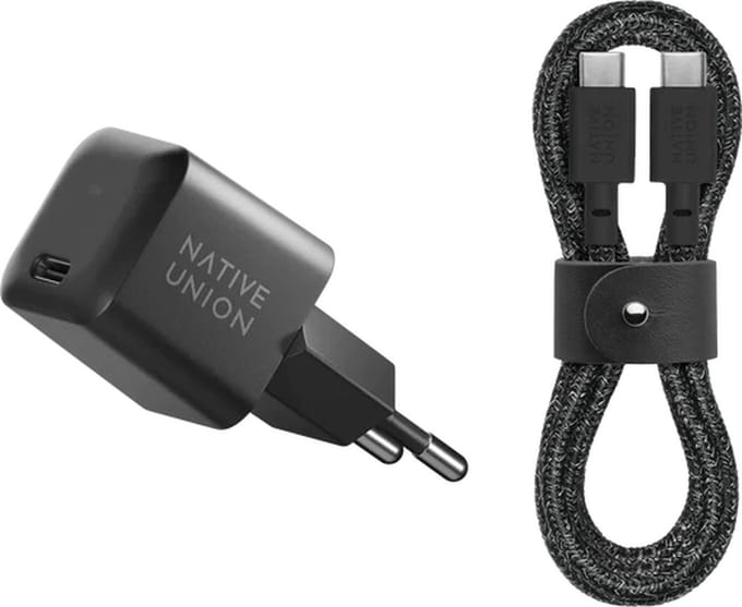 Native Union USB-C Wandlader 30W met 1.2m USB-C-naar-USB-C Kabel –Universeel - Zwart