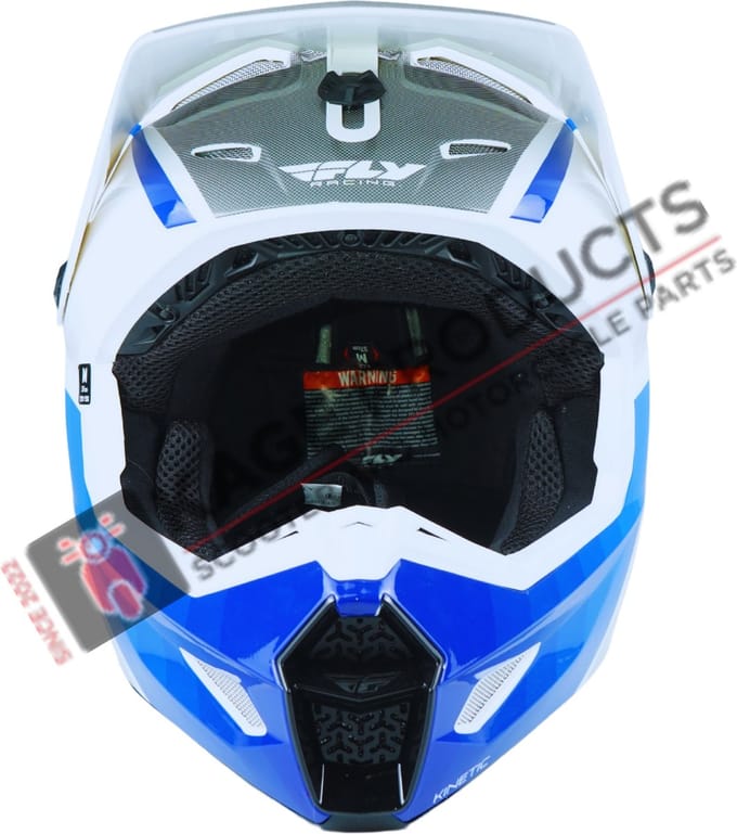 FLY Racing Kinetic Drift Blauw Charcoal Wit Crosshelm - Helm