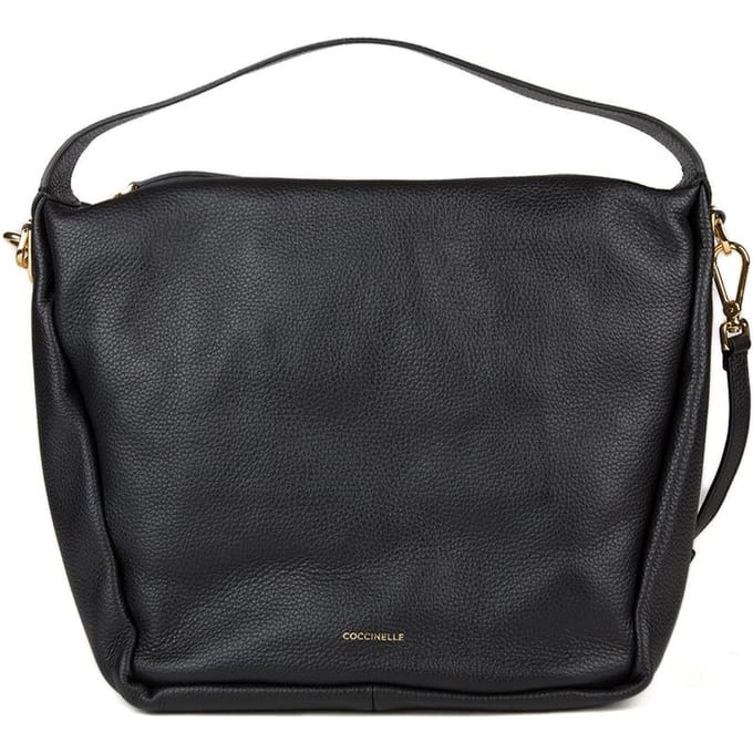COCCINELLE Leren Schoudertas Dorian Shoulder Bag Grained Leather Noir Zwart