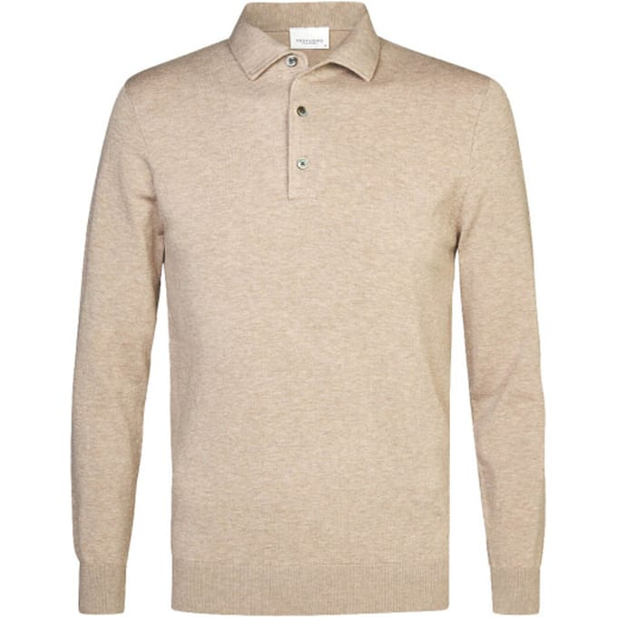 Profuomo Longsleeve Poloshirt Luxury Basic Beige - Maat L - Heren - Pullover