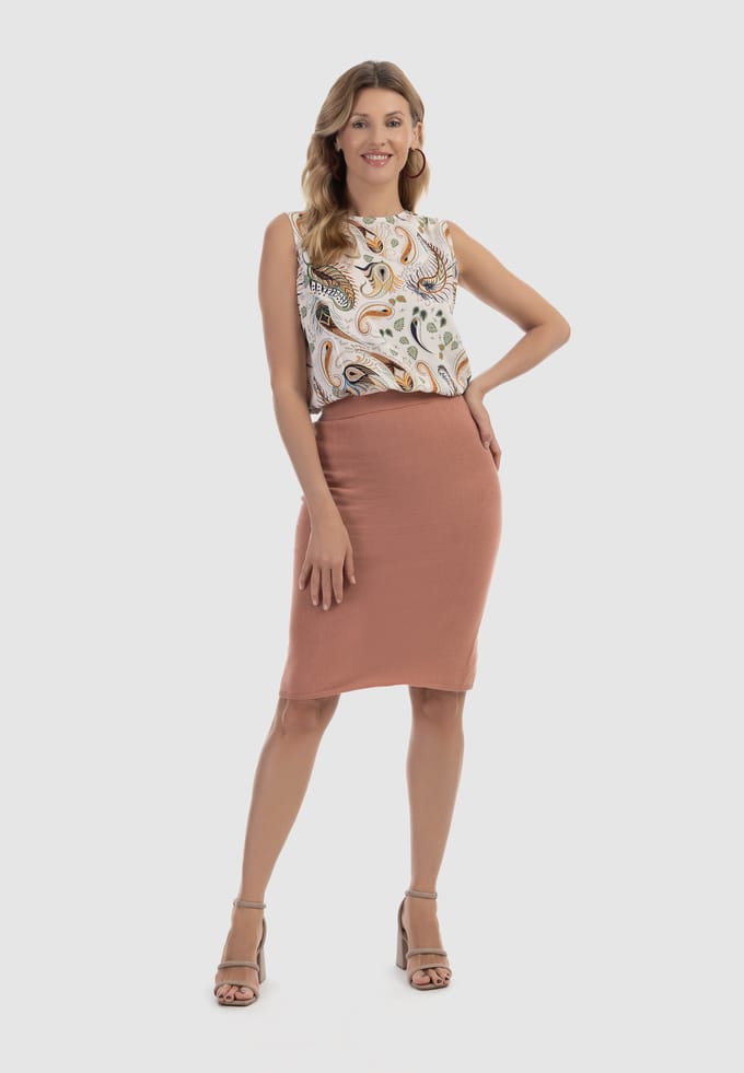 usha Gebreide midi-rok Dames beige roze