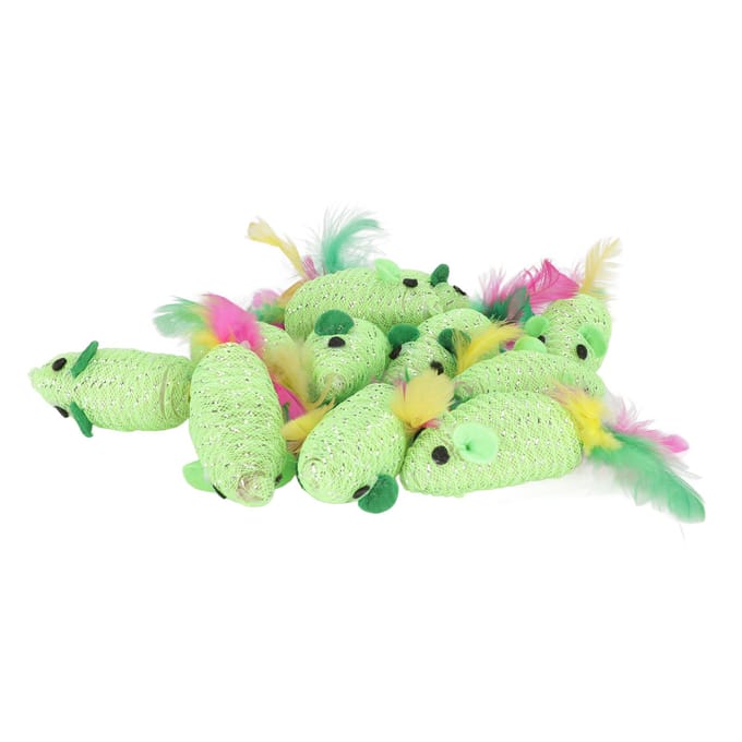11 stuks Muizen Kat Speelgoed Multifunctioneel Piepend Interactief Kat Speelgoed Muis voor Katten en Kittens Groen wit