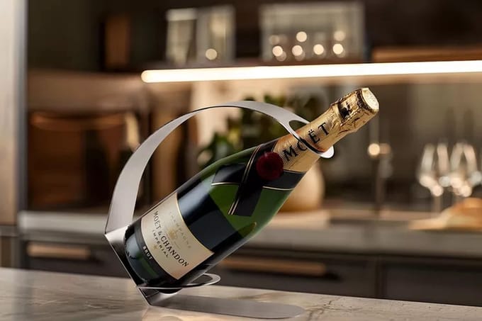 Buccan - Elegante roestvrijstalen wijnhouder - zilver