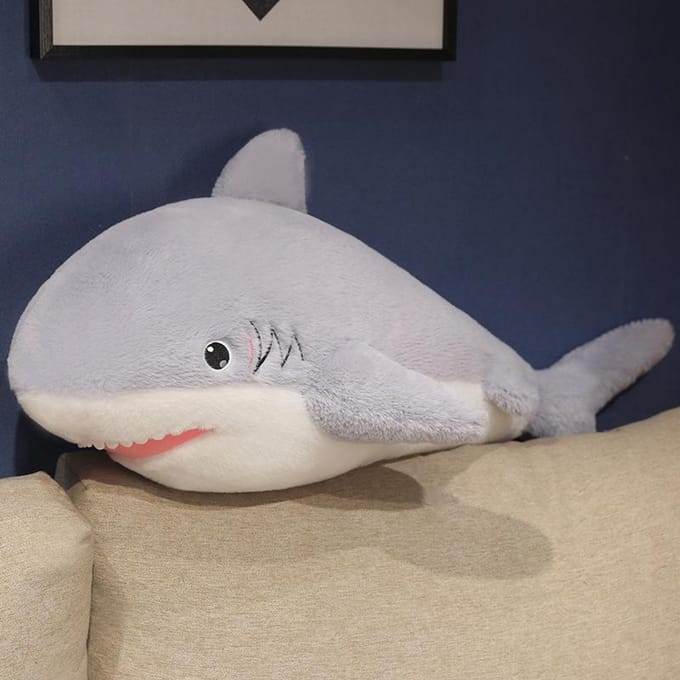 Oreiller Requin Mignon Peluche Poupée de Sommeil Poupées Garçons Cadeau Filles 100Cm gray