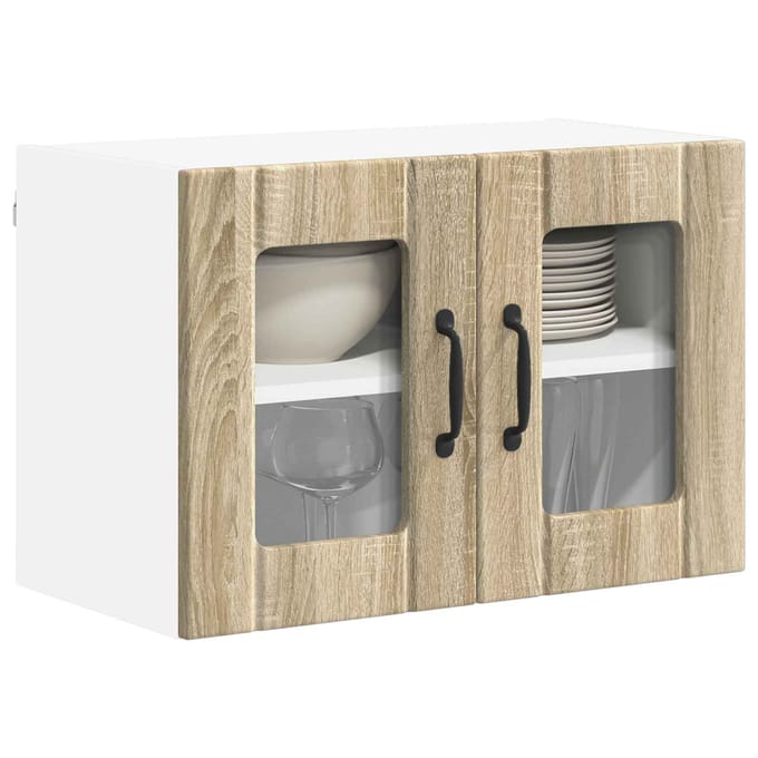 vidaXL - Wandglas - Kasten - LUCCA - 2 - st - Sonoma - Eiken - Bewerkt - hout