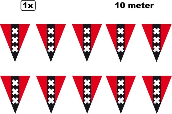 Vlaggenlijn Amsterdam - 10 meter - Vlaglijn thema feest vlag stad