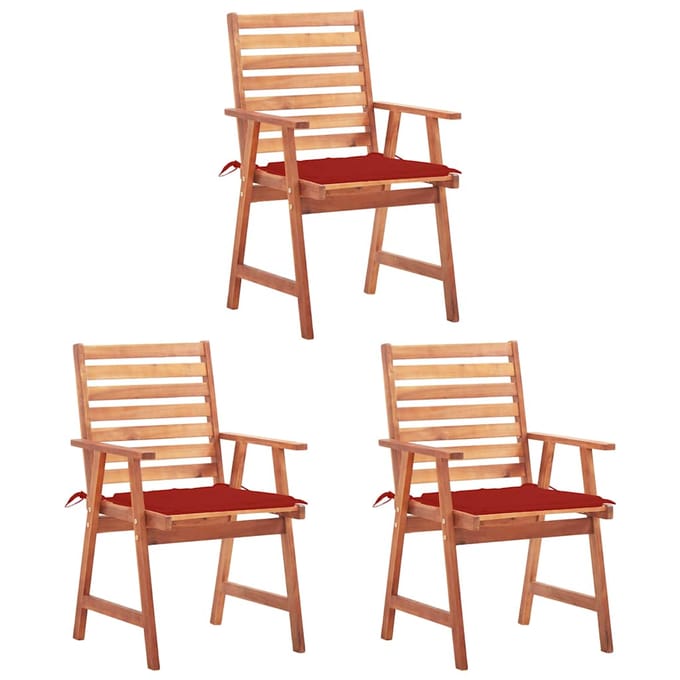 vidaXL - Tuinstoelen - 3 - st - met - kussens - massief - acaciahout