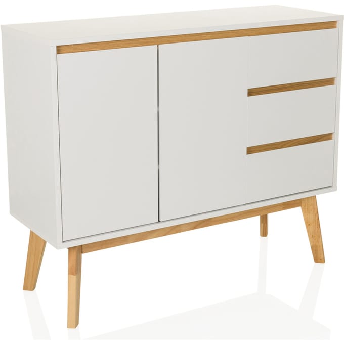 Dressoir / ladekast TAROLO I 97x34x80 cm 3 laden 2 deuren wit hjh LIVING