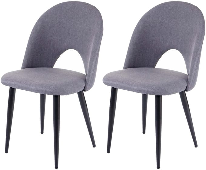 Set van 2 eetkamerstoelen MCW-D73, keukenstoel, stof/textiel ~ donkergrijs