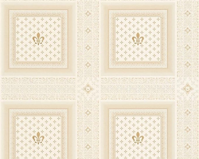 KLASSIEKE FRANSE LELIE BEHANG - Beige Creme - AS Creation Hermitage 10
