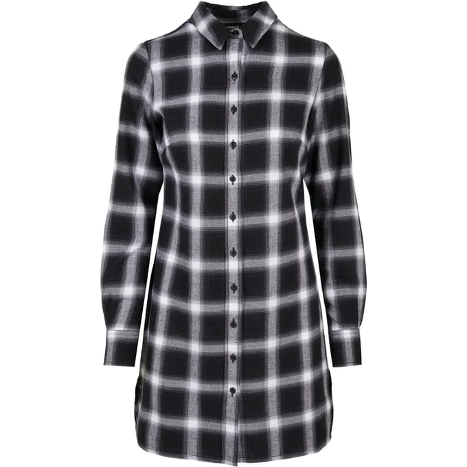 Urban Classics - Cotton Check Shirt Korte jurk - S - Zwart/Wit