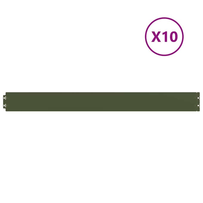vidaXL - Gazonrand - 10 - st - 10 - x - 103 - cm - Staal - Olijfgroen