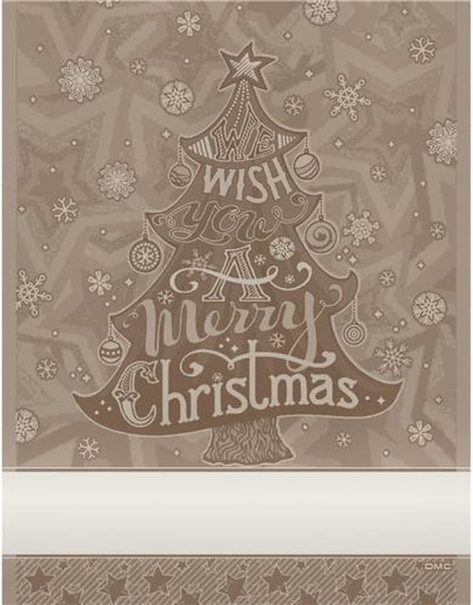 DMC Kerst theedoek met borduurrand - 60x80 cm