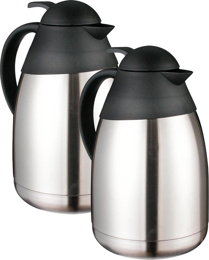 Haushalt Thermoskan - 2x - 1.5L - dubbelwandig - RVS - mat - koffie / thee