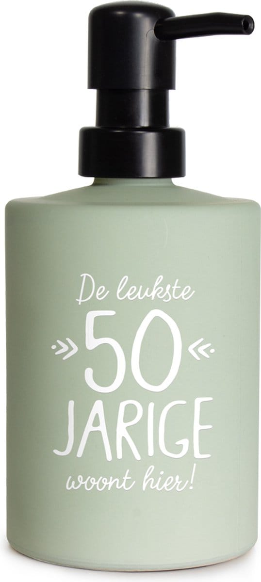 Creaties van hier - zeeppompje 50 jaar met houten hartje - glas