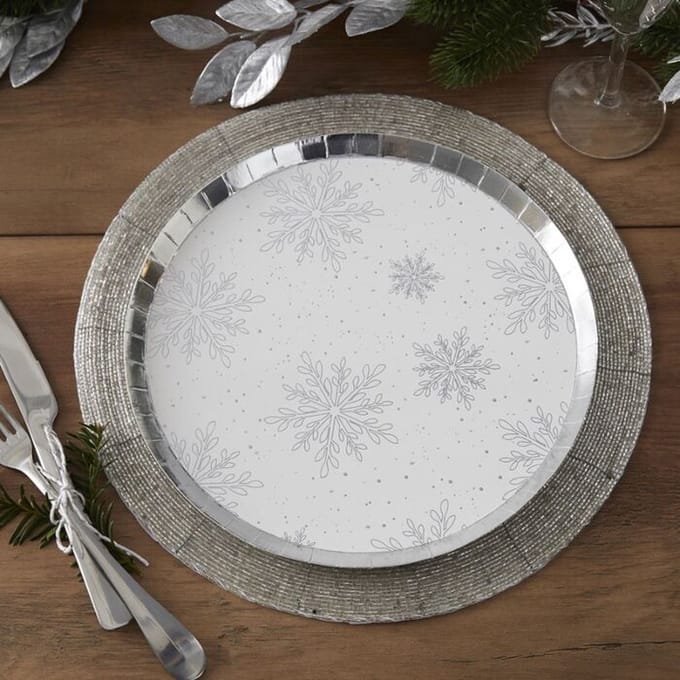 Ginger Ray - Silver Christmas - Borden Sneeuwvlokken (8 stuks)