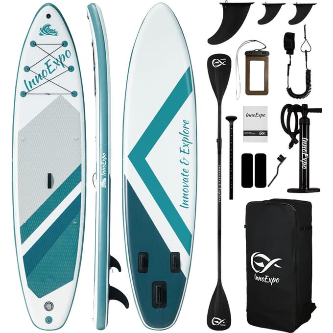 InnoExpo Opblaasbaar Stand Up Paddle Board 350*89*15 Opblaasbaar Paddleboard Surf Sup Board Antislip Watersport Paddleboard met Accessoires SUPIE73E
