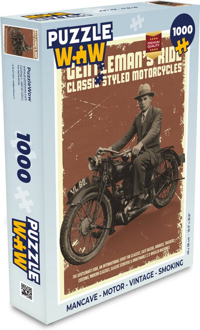 Puzzel Mancave - Motor - Vintage - Smoking - Legpuzzel - Puzzel 1000 stukjes volwassenen
