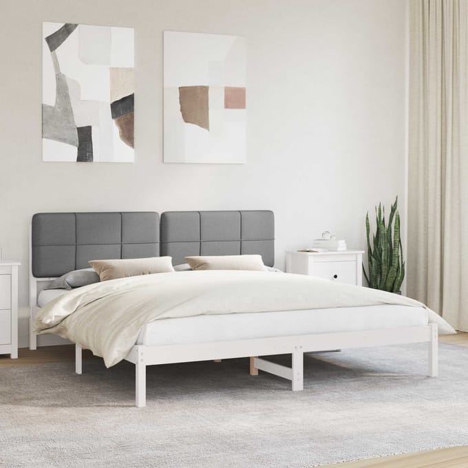 vidaXL - Bedframe - met - Gevoerde - Hoofdbord - Donkergrijs - 200 - x - 200 - cm
