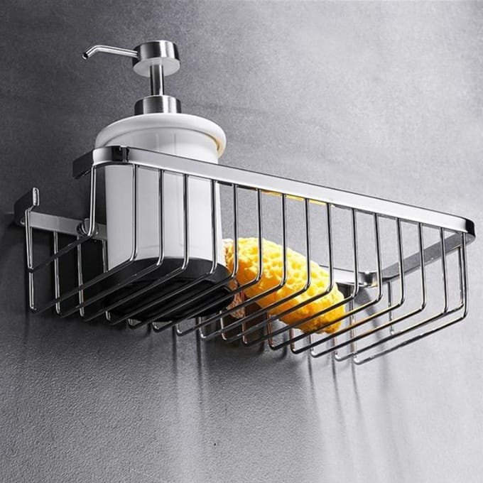 Roestvrijstalen Wandgemonteerde Shampoo Conditioner Houder Opbergmand Plank Organizer Badkamer white