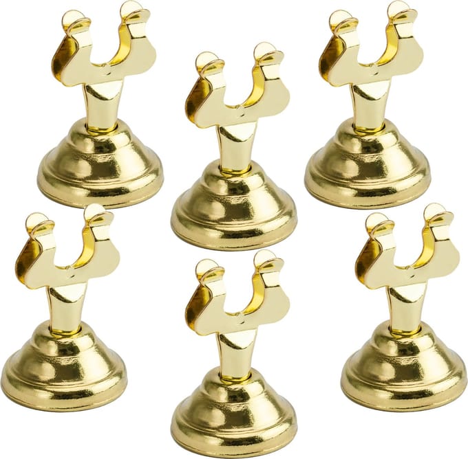 PartyDeco Naamkaart/plaatskaart houders Luxe - Bruiloft - 6x - goud - 4 cm