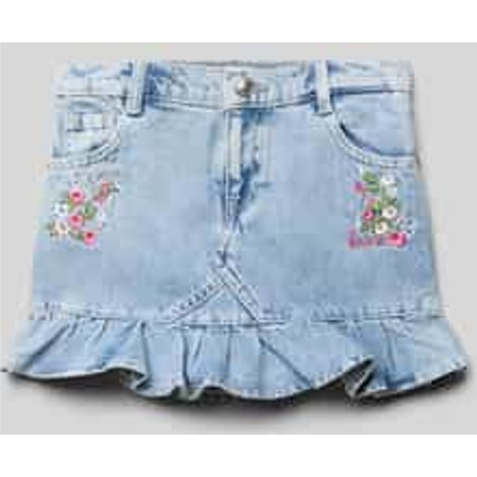 Jeansrok met motiefstitching en labeldetail