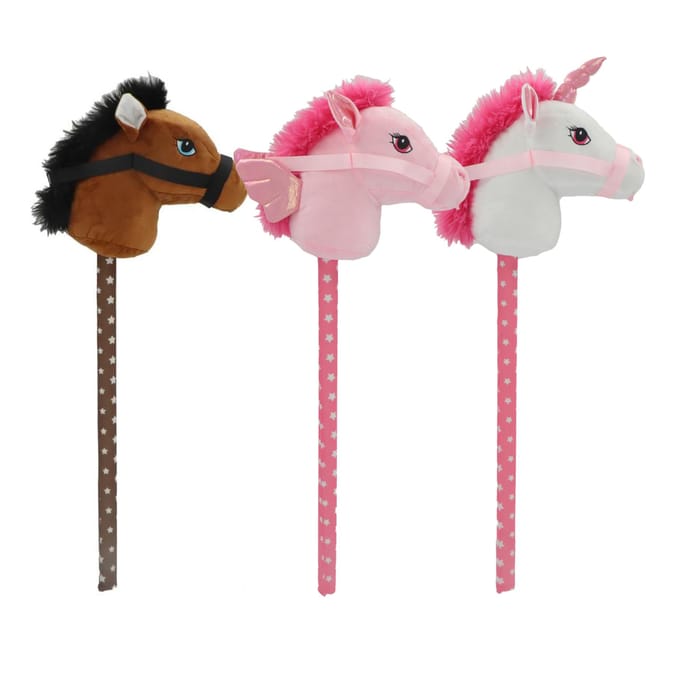 Pluchiez stokpaardje pluche 70 cm 3 assorti paard/