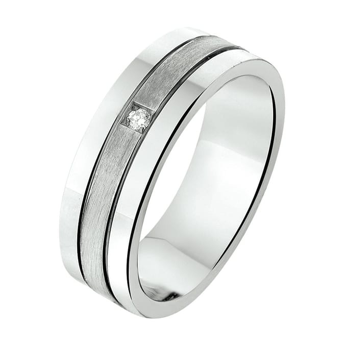 Gerhodineerd Zilver Ring A309 - 6 Mm 0.02Ct H Si 1315587
