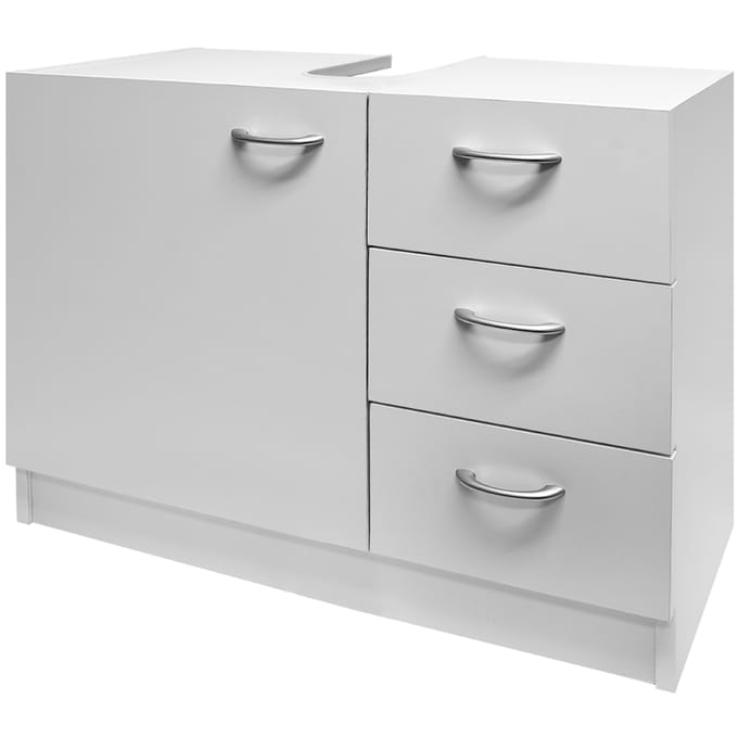 Deuba Wastafelonderkast met Uitsparing – 1 Deur en 3 Lades – 63x54x30cm – Wit