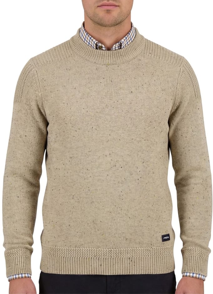 Trui New Zealand Melange beige ronde hals