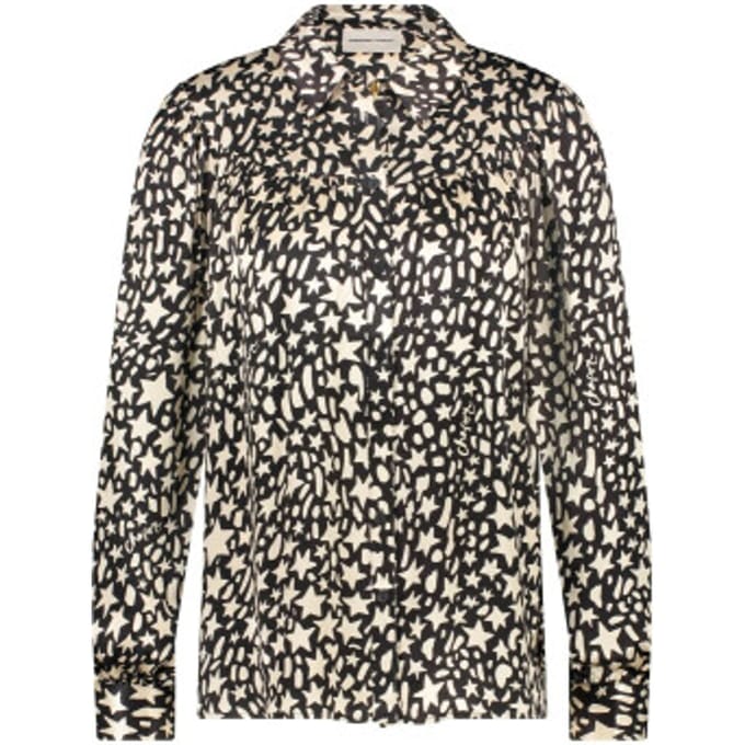 Fabienne Chapot Nina Blouse Black/creme Brulee Maat: 34 | Longsleeves Outlet | Dames | Wit