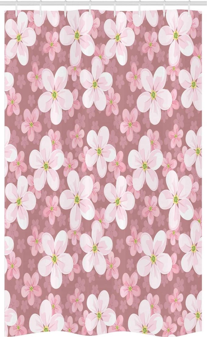 ABAKUHAUS Douchegordijn Karikatuur 120x180 cm – Polyester, waterafstotend, roze-wit-groen