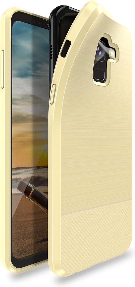 Samsung Galaxy A8 2018 TPU Hoesje Geborsteld Goud