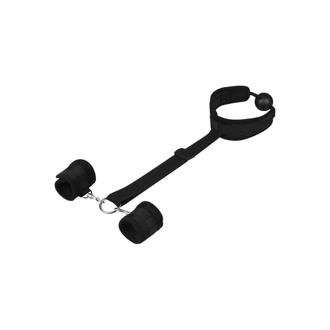 Rimba - Bondageset - Mondknevel - Boeien - Velcro - Zwart - Diameter Gag 45 mm -