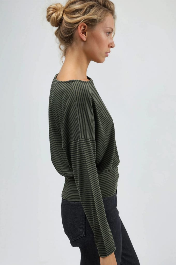 Gestreepte Boot Hals Blouse