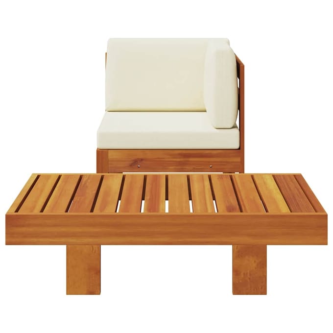vidaXL - 2-delige - Loungeset - met - crèmewitte - kussens - acaciahout
