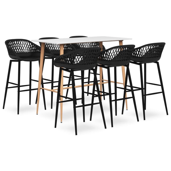 vidaXL - 7-delige - Barset - wit - en - zwart