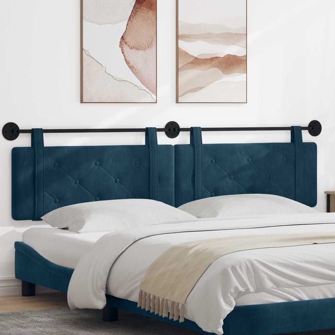 vidaXL - Hangend - hoofdbord - Blauw - Fluweel