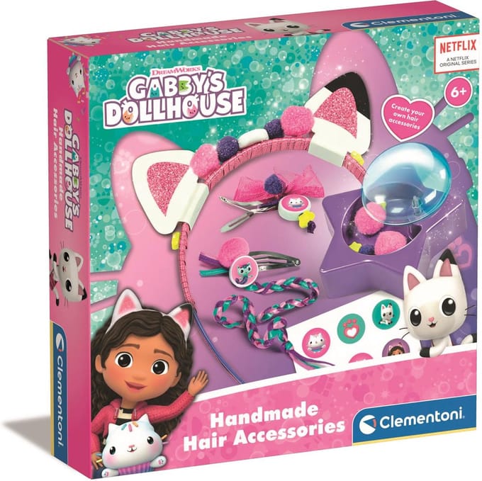 Clementoni - Haaraccessoires voor kinderen - Gabby's Dollhouse - Creatieve Set - Versier je eigen haaraccessoires - Vanaf 4 jaar