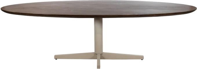 Eettafel Scorpio ovaal Beige poot Mangohout 190x90 cm - walnoot